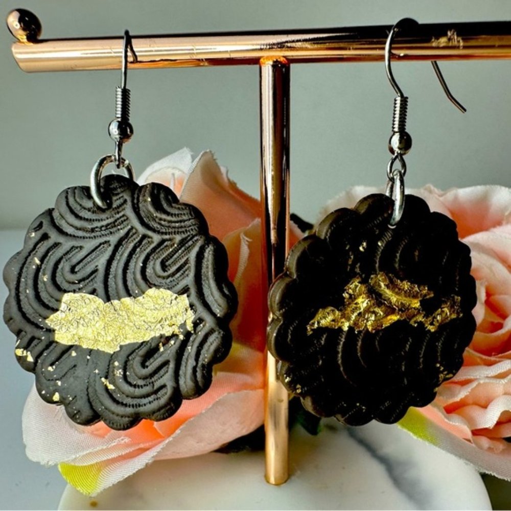 Gorgeous Textured Brown and Gold cute little Handmade earrings